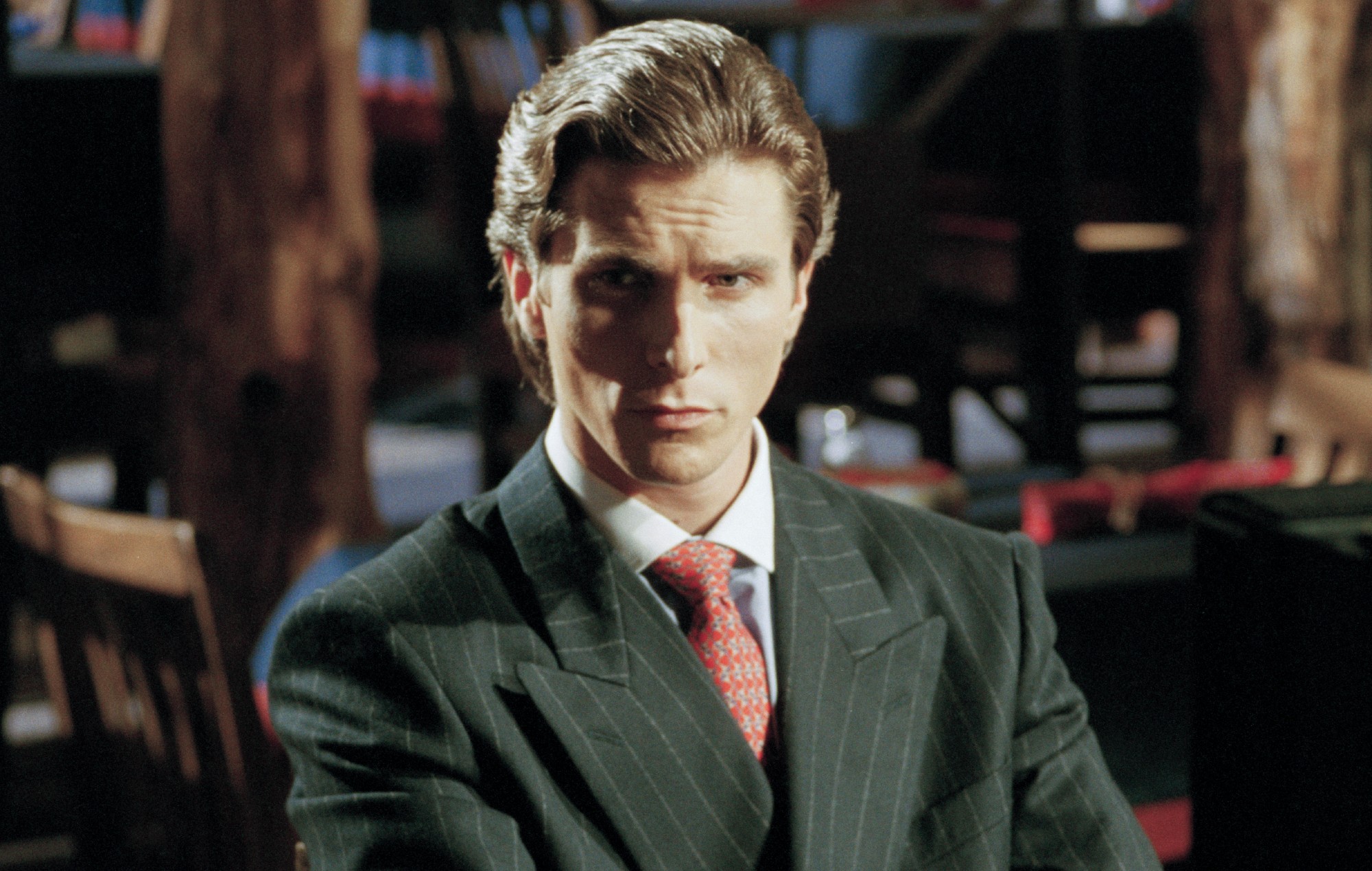 Christian Bale on the set of 'American Psycho'