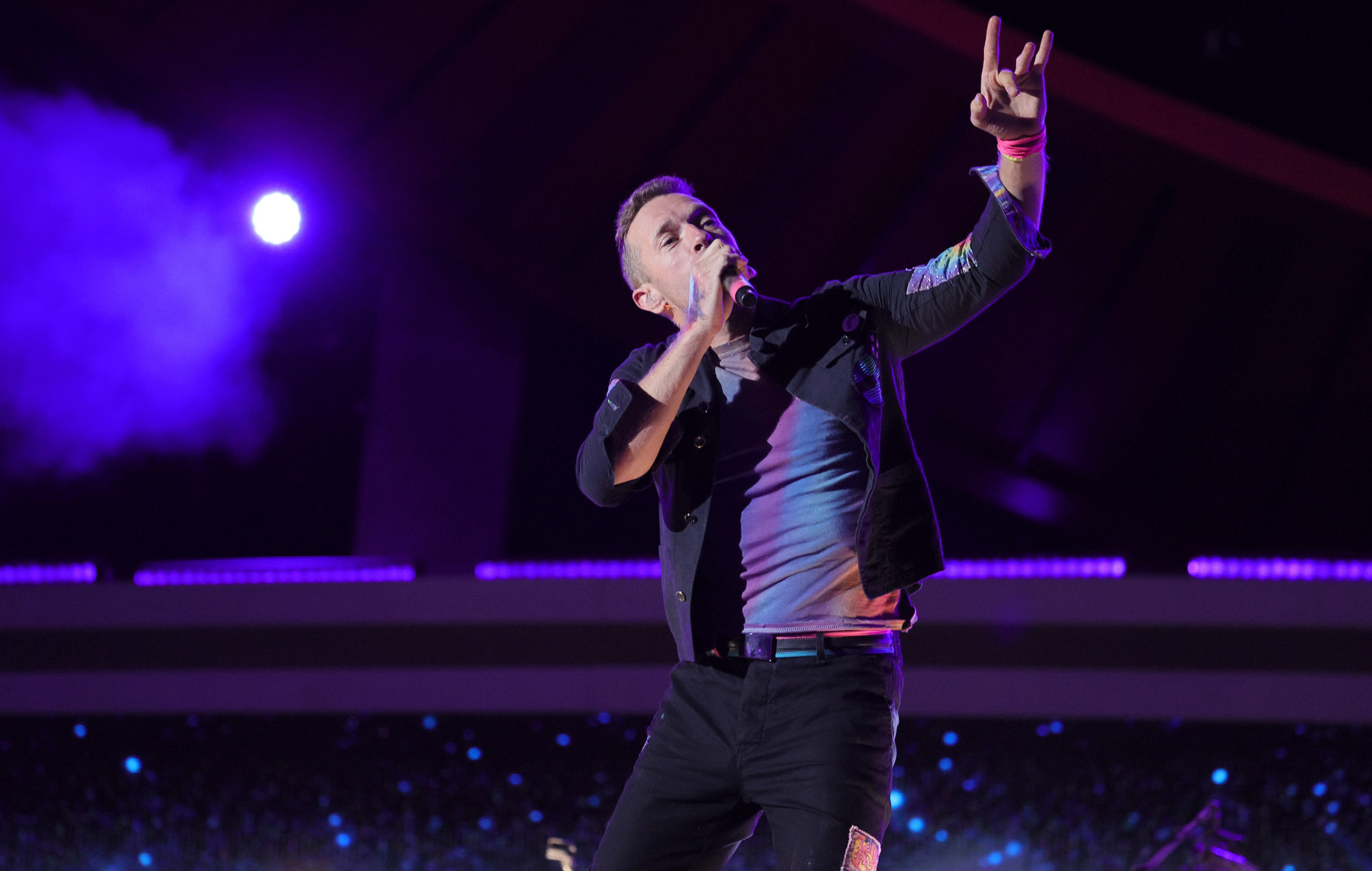 Chris Martin of Coldplay performs onstage during Global Citizen Live