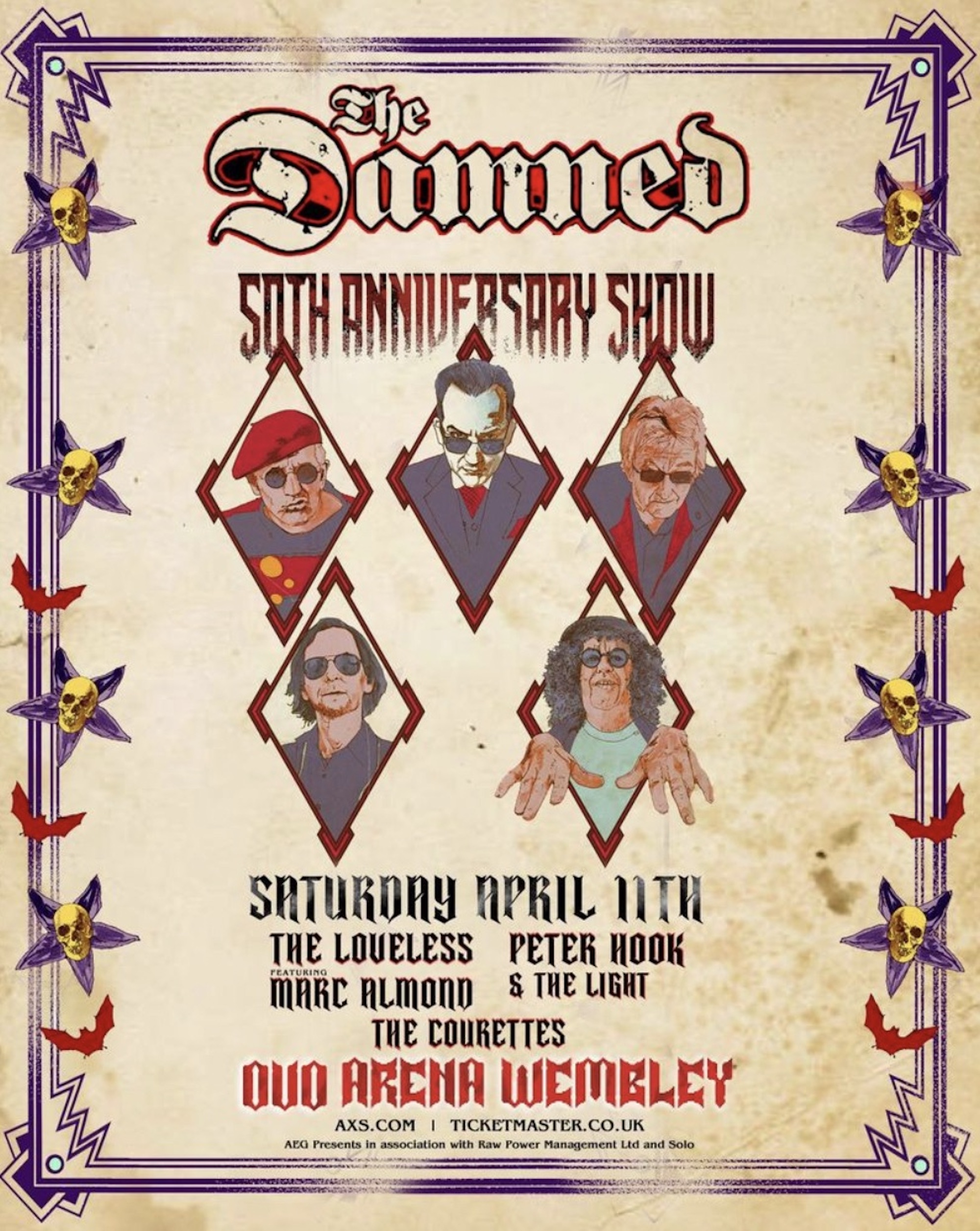 The Damned 2026 Wembley gig poster