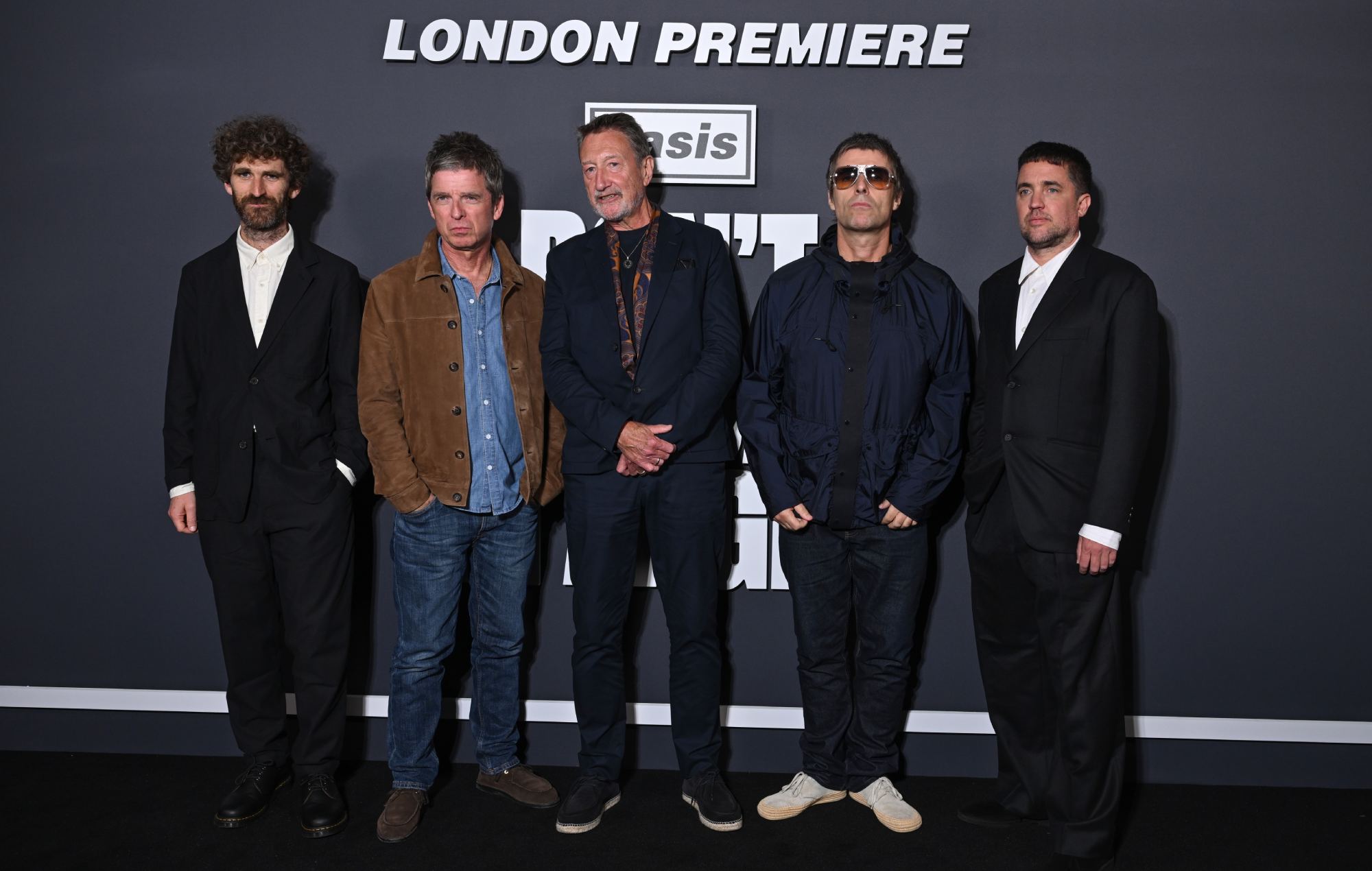 Will Lovelace, Noel Gallagher, Steven Knight, Liam Gallagher and Dylan Southern attend the UK Premiere of 'Oasis: Don't Look Back In Anger' (Photo by Jeff Spicer/Getty Images for The Walt Disney Company Limited)