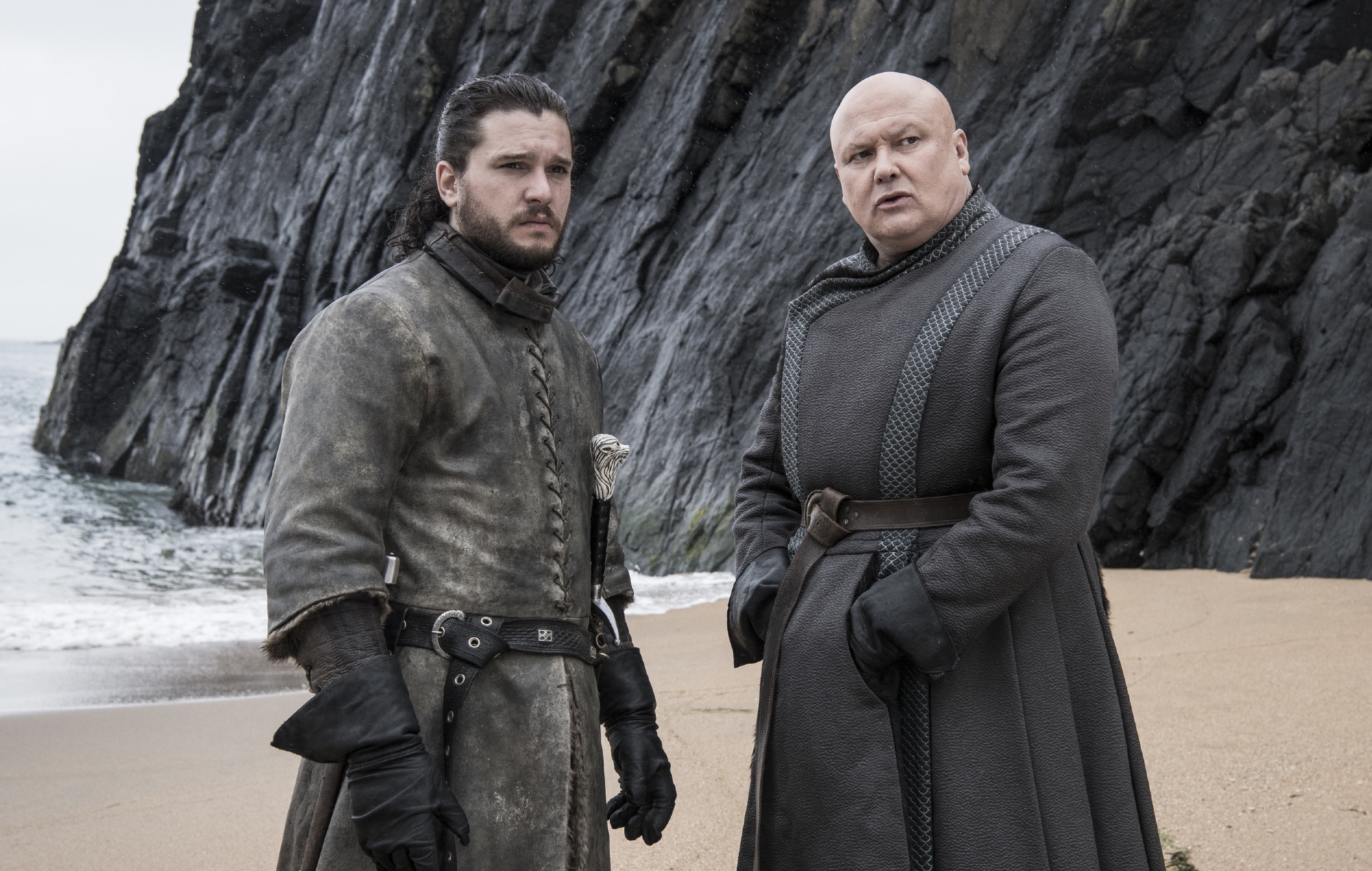 Kit Harington and Conleth Hill as Jon Snow and Lord Varys in 'Game Of Thrones' Season 8. CREDIT: HBO