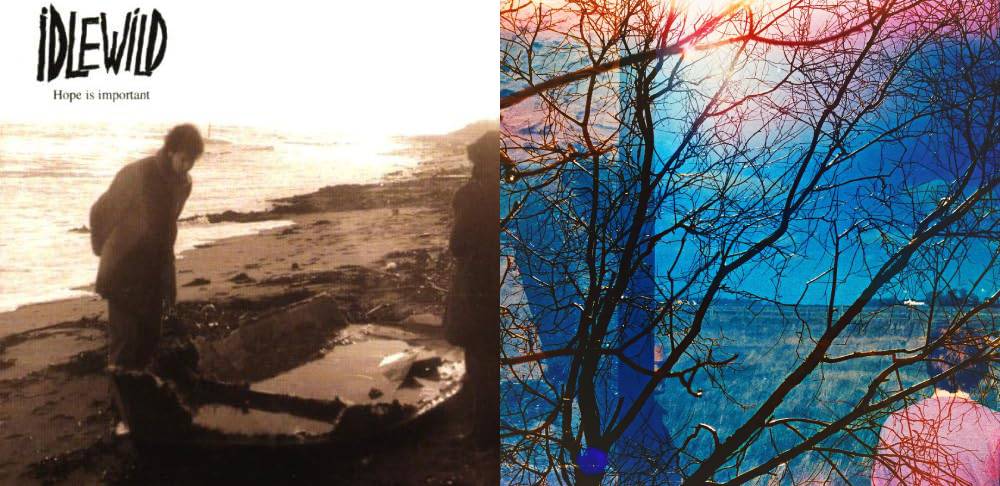 The artwork for Idlewild's 'Hope Is Important' (1998) and new self-titled album. Credit: Press