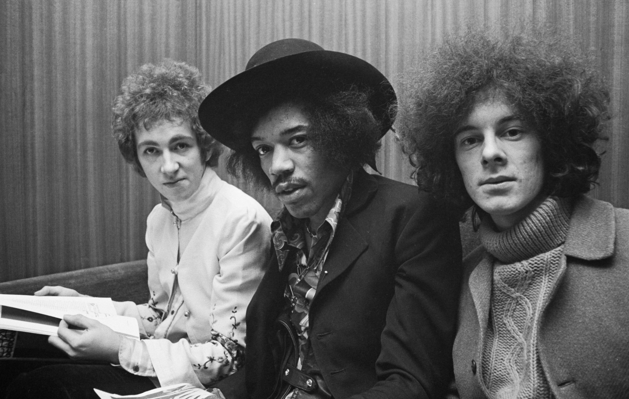 Mitch Mitchell, Jimi Hendrix, and Noel Redding of the Jimi Hendrix Experience in 1967