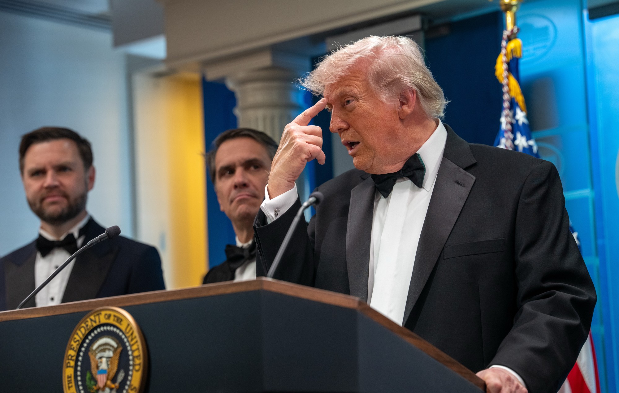 President Trump Makes A Statement From White House After Possible Shooting At WHCA Dinner