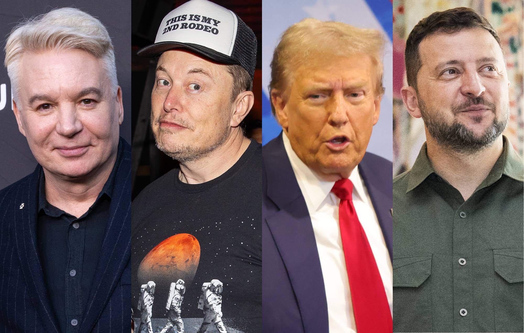 Mike Myers, Elon Musk, Donald Trump and Volodymyr Zelensky