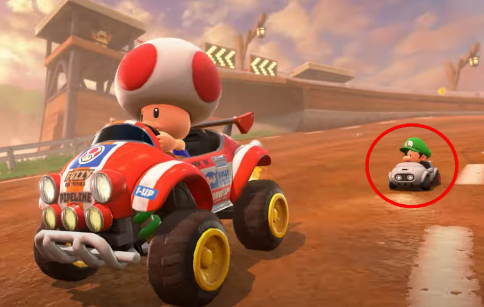 Mario Kart World Characters: Baby Luigi can be seen