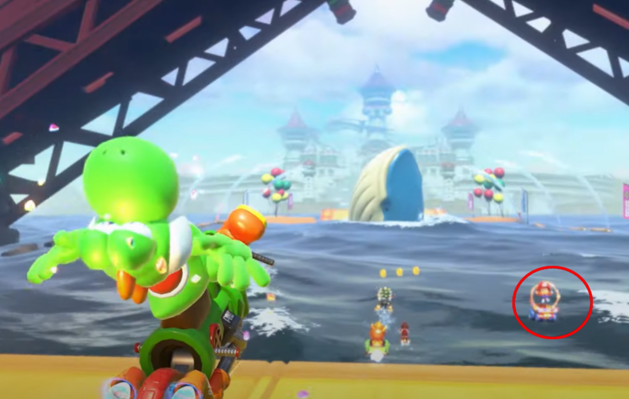 Mario Kart World Charcters: baby mario can be seen