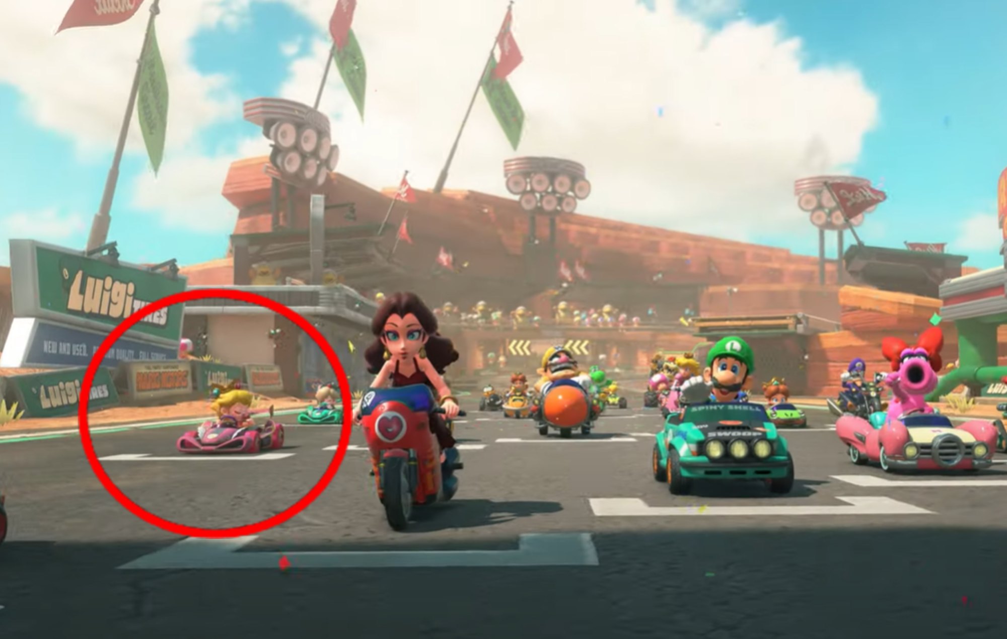 Mario Kart World Charcters: Baby Peach can be seen