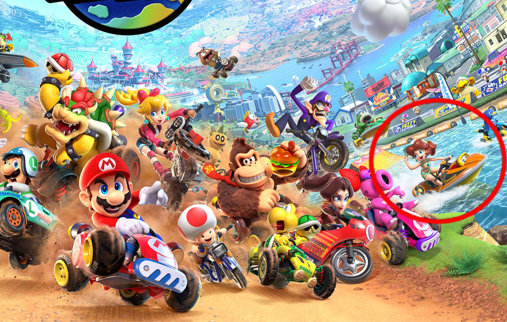 Mario Kart World Characters: Daisy can be seen