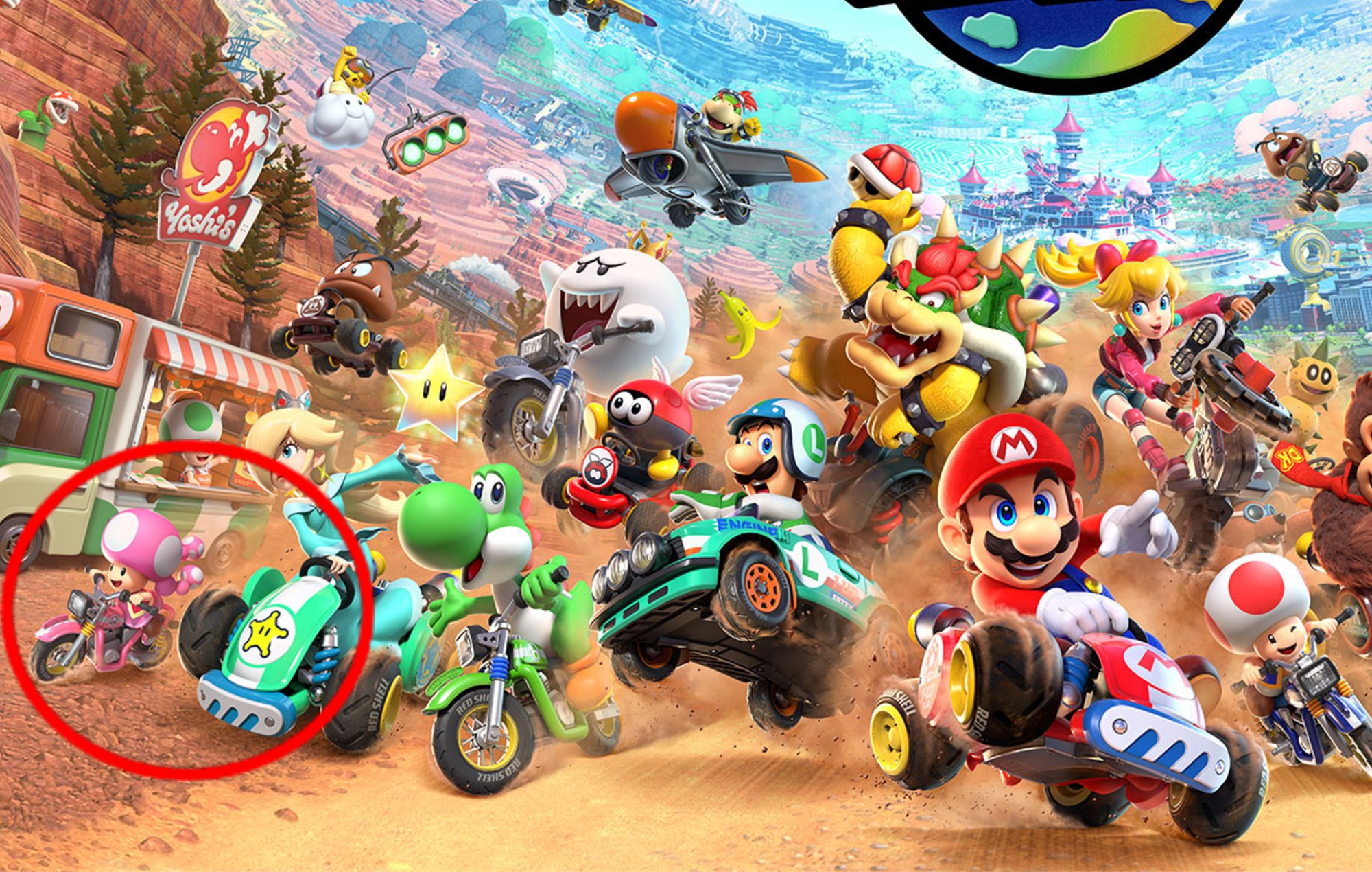 Mario Kart World Characters: Toadette can be seen