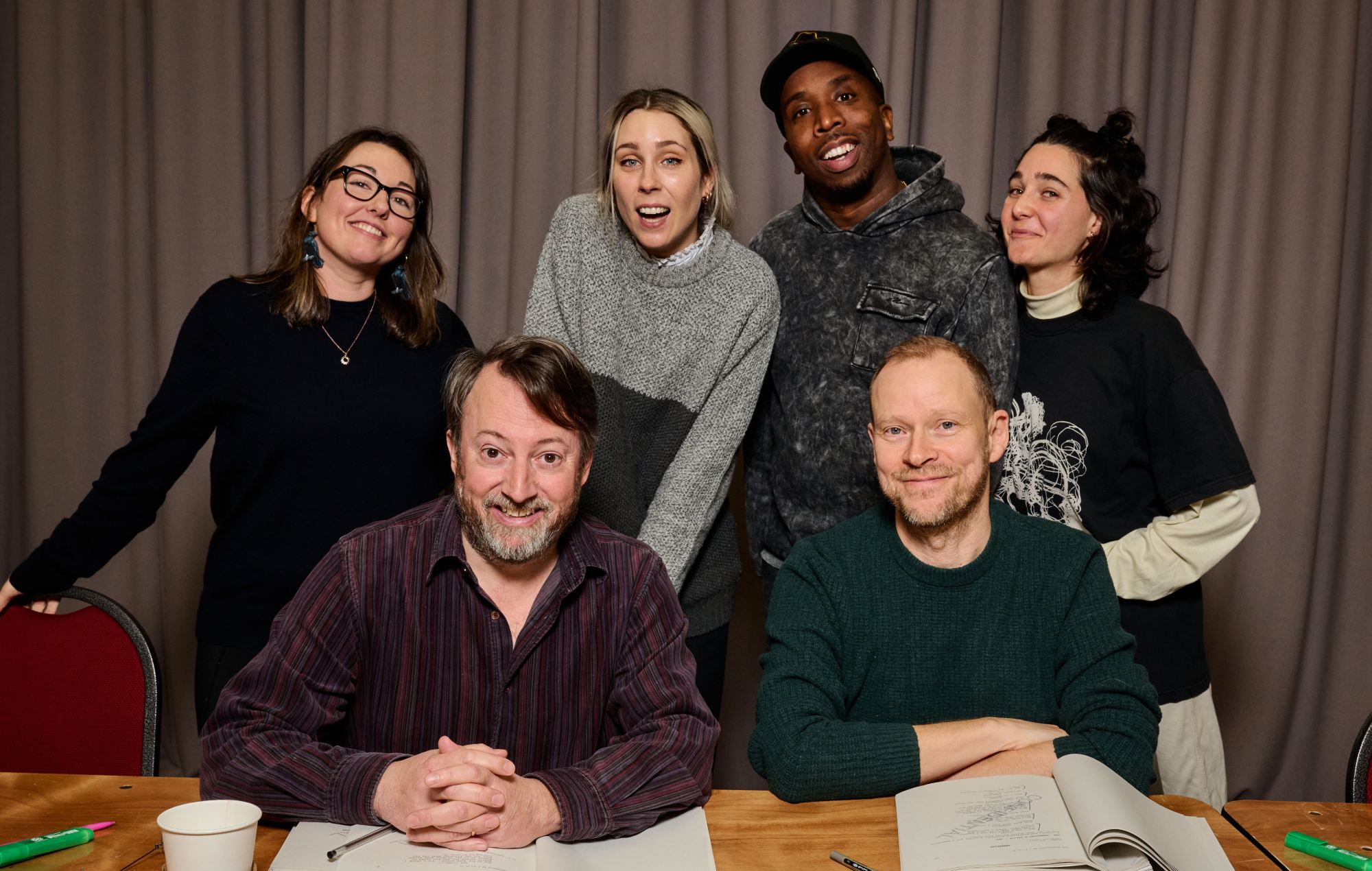 David Mitchell, Robert Webb pictured with the cast of 'Mitchell And Webb Are Not Helping'