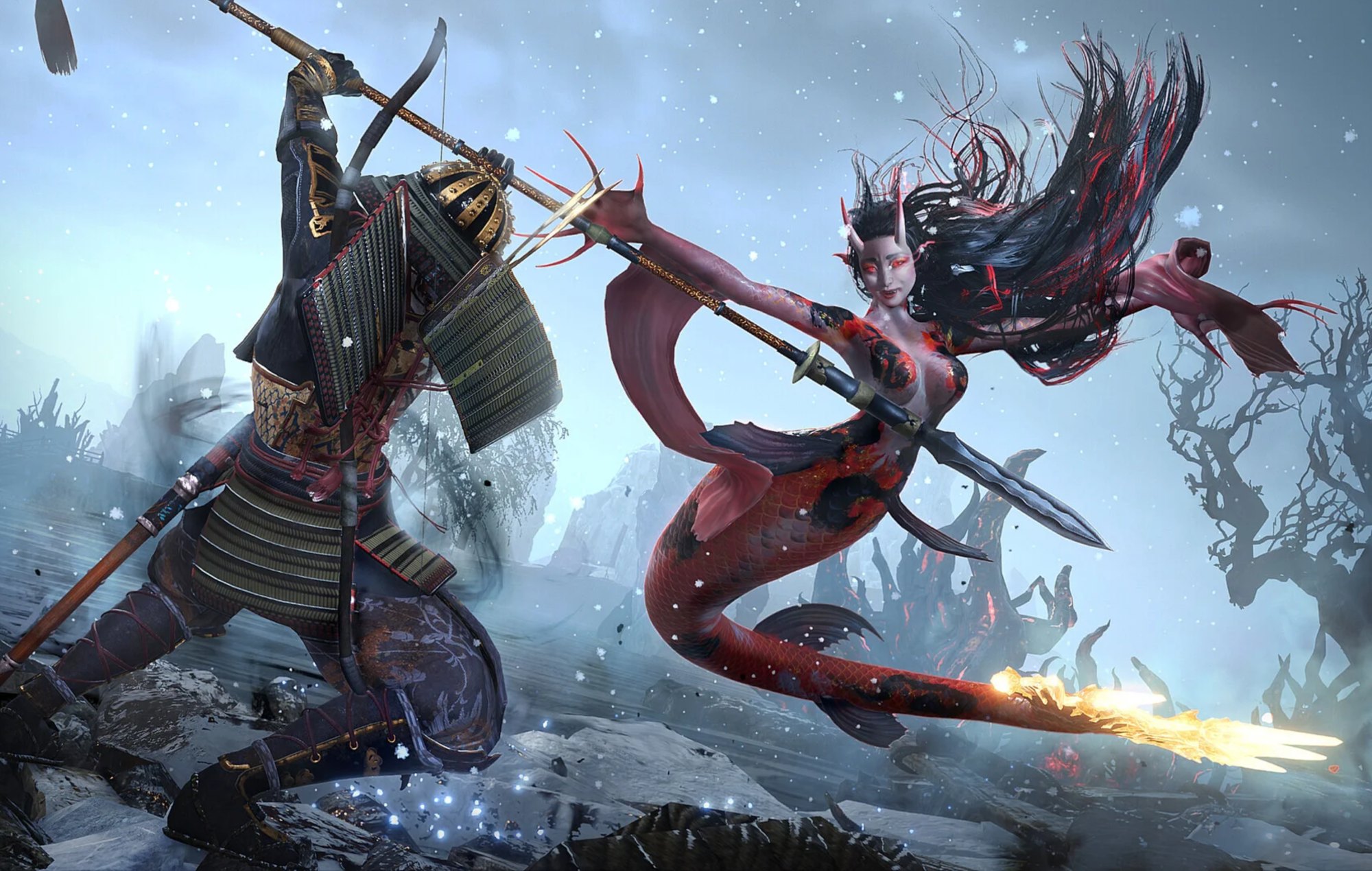 Nioh 3 demo save transfer: A Samurai can be seen attacking an enemy