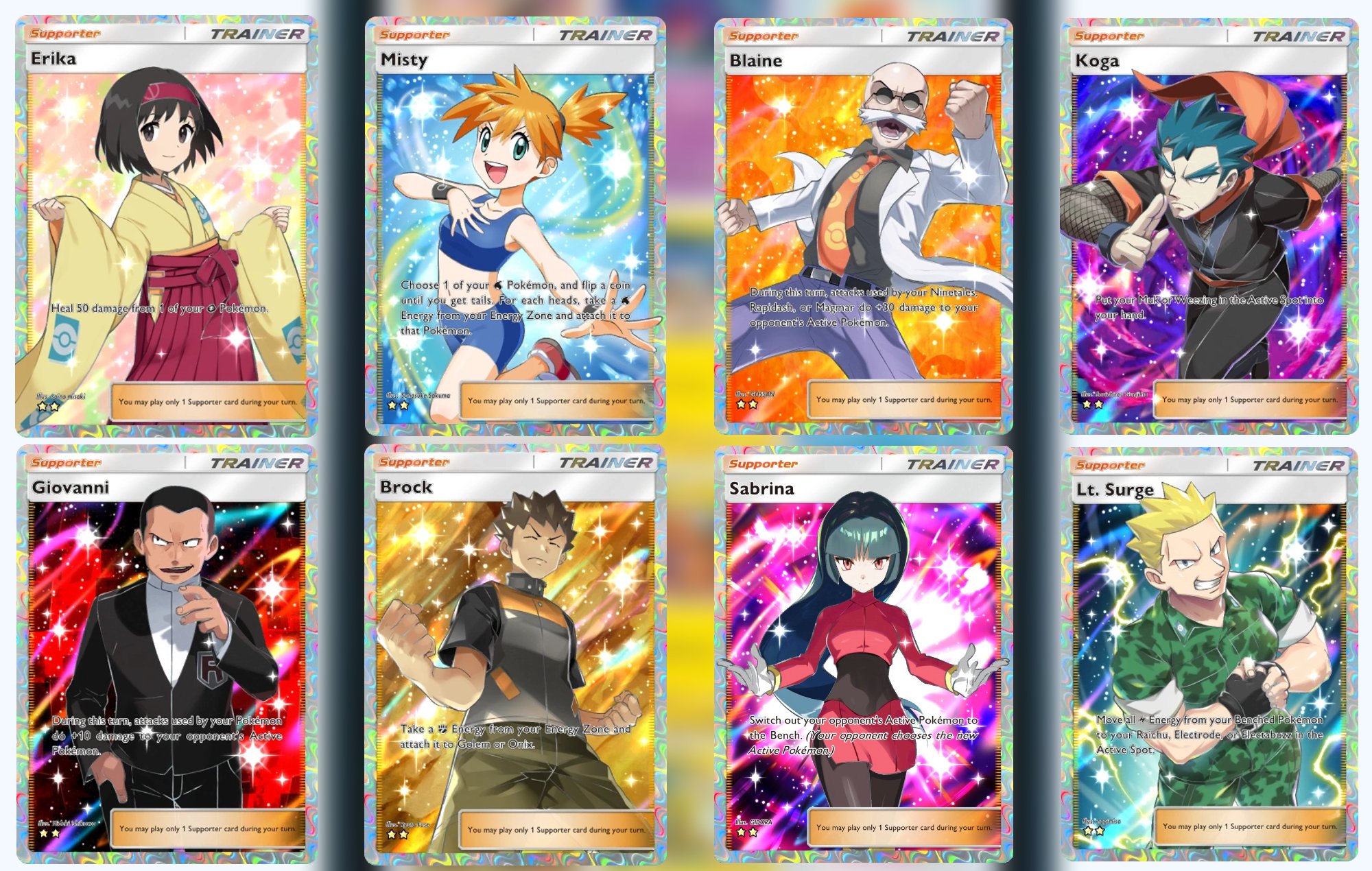 Pokemon TCG Pocket Rarest Cards: The full art Trainer cards can be seen