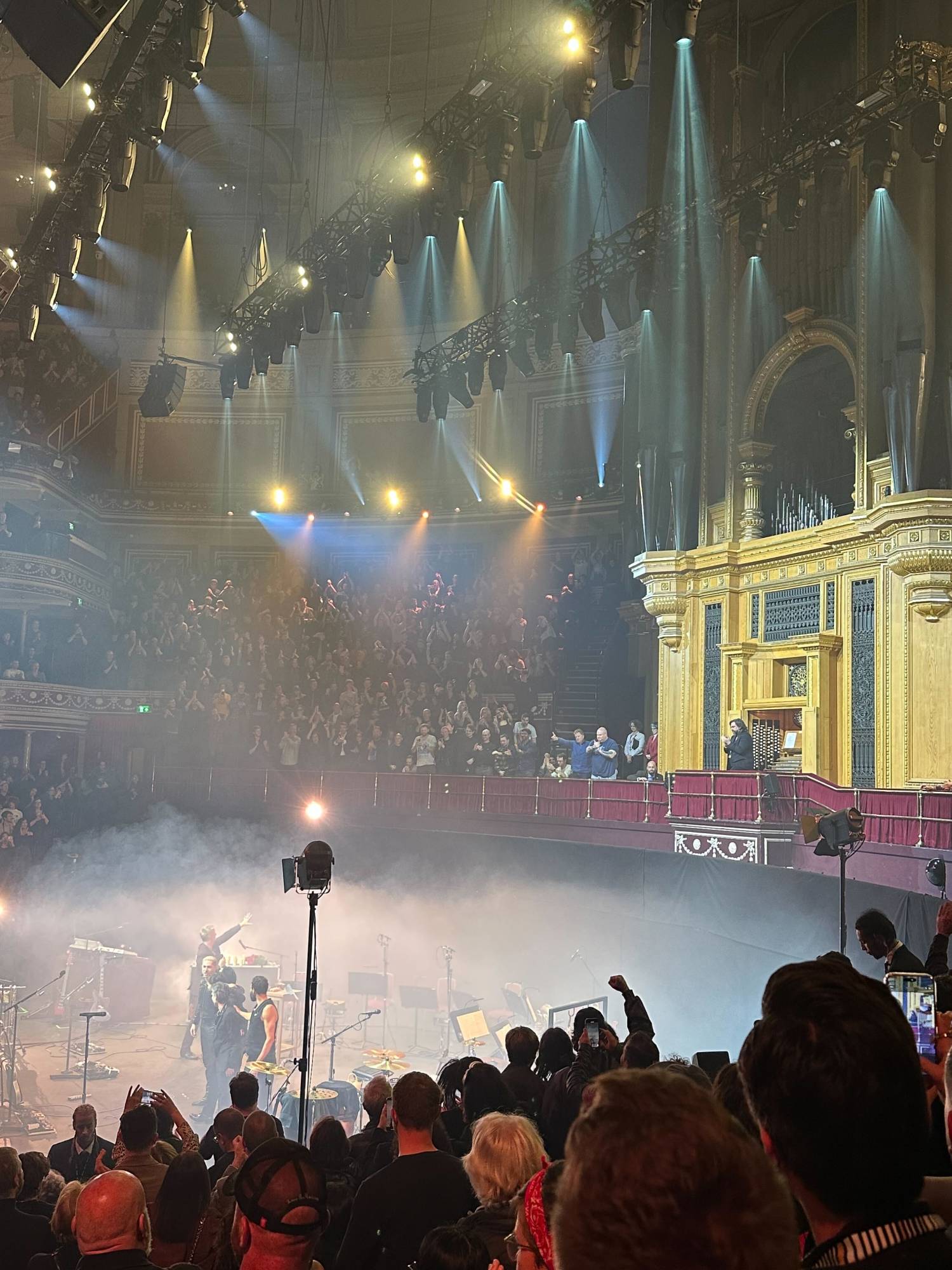 Queens Of The Stone Age with Matt Berry at London's Royal Albert Hall. Credit: Andrew Trendell/NME
