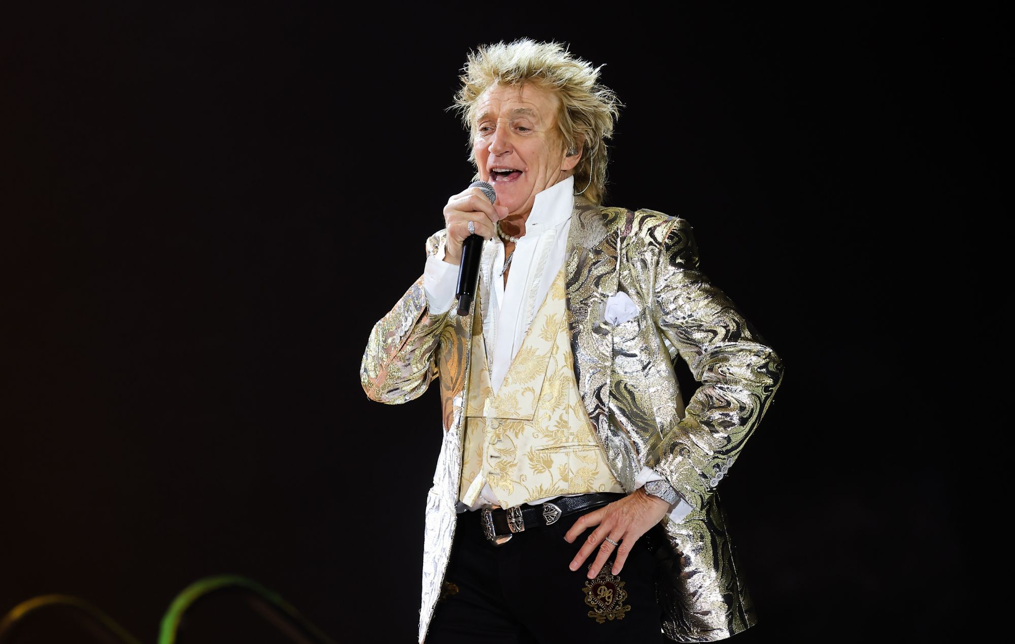 Rod Stewart performs live