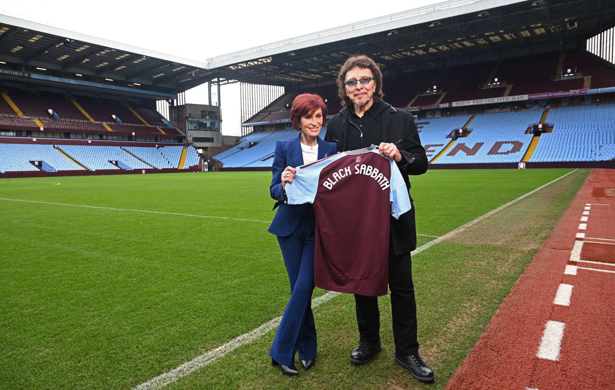 Sharon Osbourne and Tony Iommi attend the announcement of Black Sabbath's final show "Back To The Beginning" at Villa Park (Photo by Samir Hussein/Getty Images for Live Nation UK)