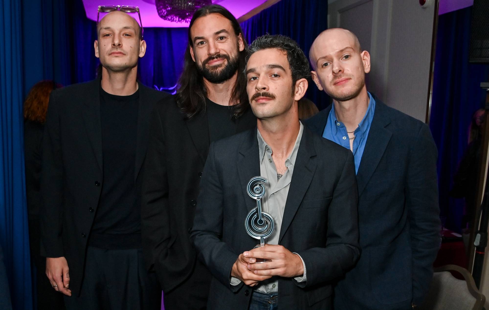 (L to R) George Daniel, Ross MacDonald, Matthew Healy and Adam Hann of The 1975