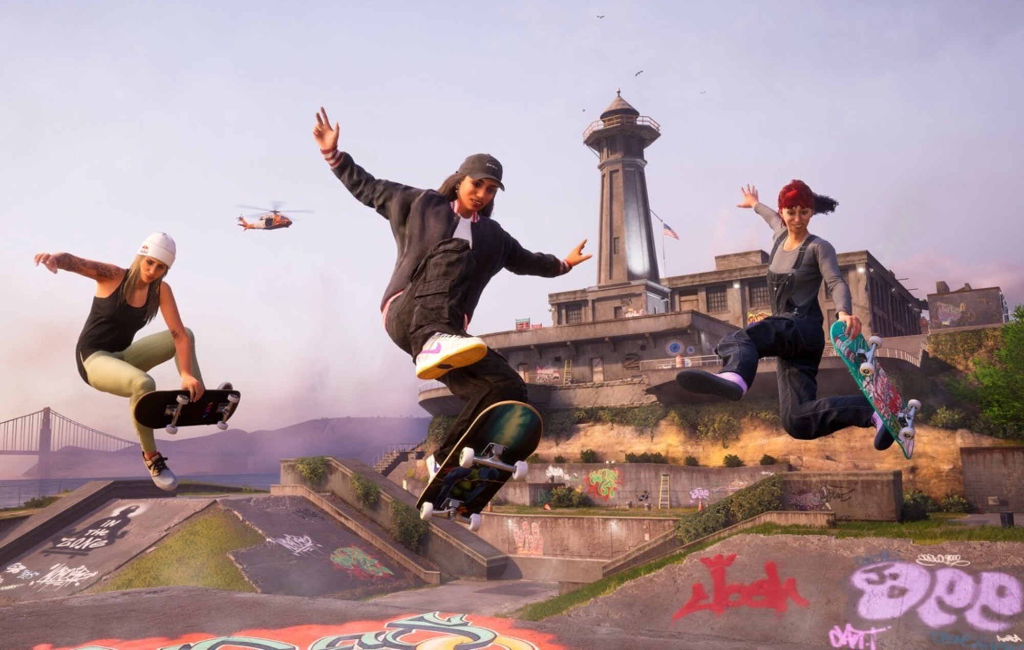 Tony Hawk's Pro Skater 3+4 Soundtrack: Three skaters can be seen
