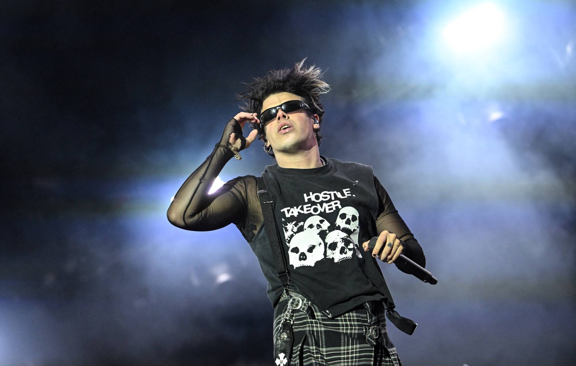 Yungblud performs during the 32nd edition of Vieilles Charrues music festival in Carhaix-Plouguer, western France, on July 12, 2024. (Photo by Sebastien Salom-Gomis / AFP) (Photo by SEBASTIEN SALOM-GOMIS/AFP via Getty Images)