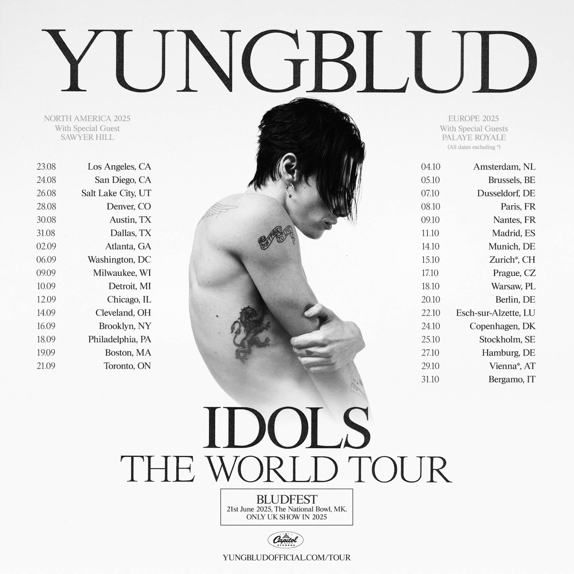 Yungblud announces the 'Idols' 2025 world tour. Credit: Press